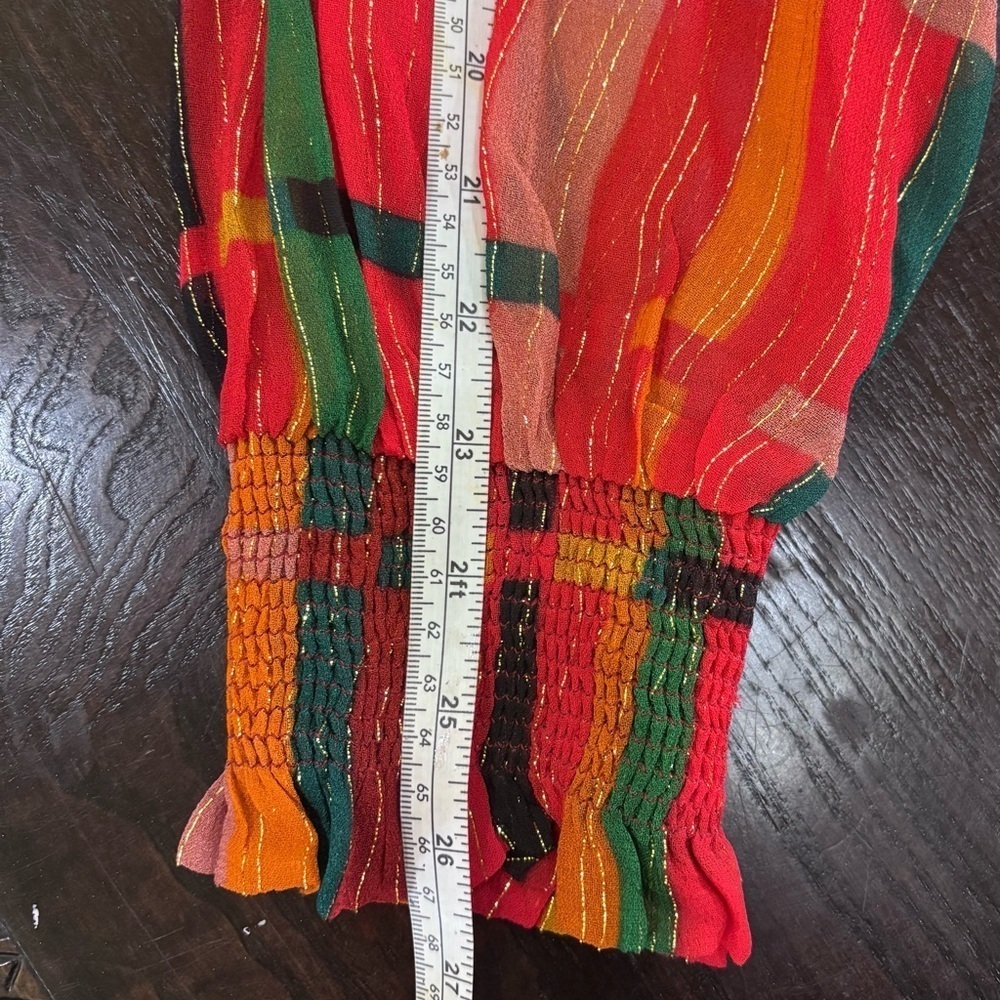 Bl^nk Anthropology Mock Turtleneck Multi-colored Striped Ruffled Blouse Small - Picture 10 of 12